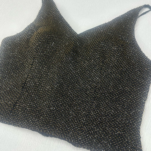 Scala Black silk Camisole beaded with gold and iridescent eye catching Sparkle 💖 - Picture 3 of 10